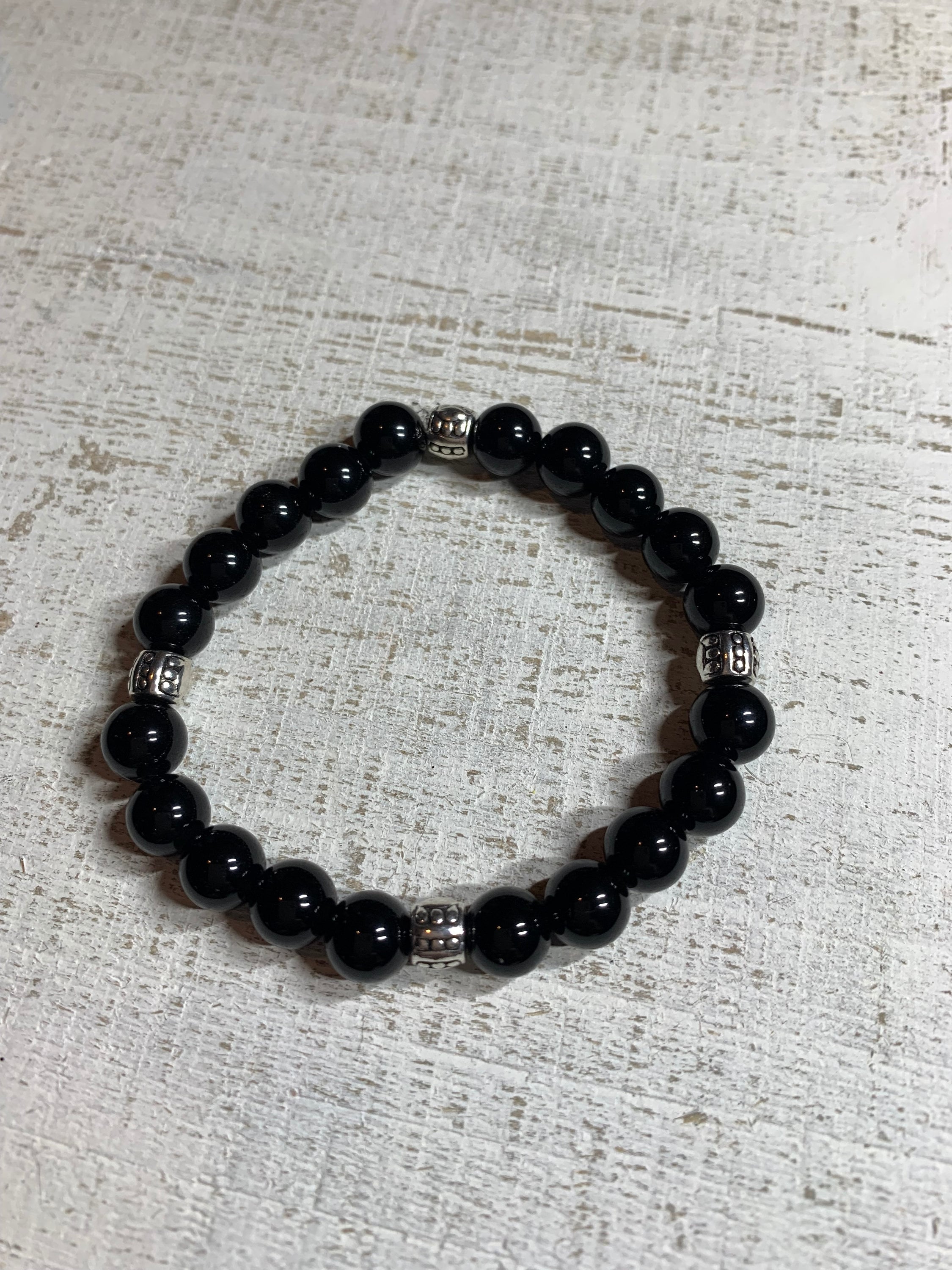 Black Natural Obisidian Gemstone Stone Bracelet