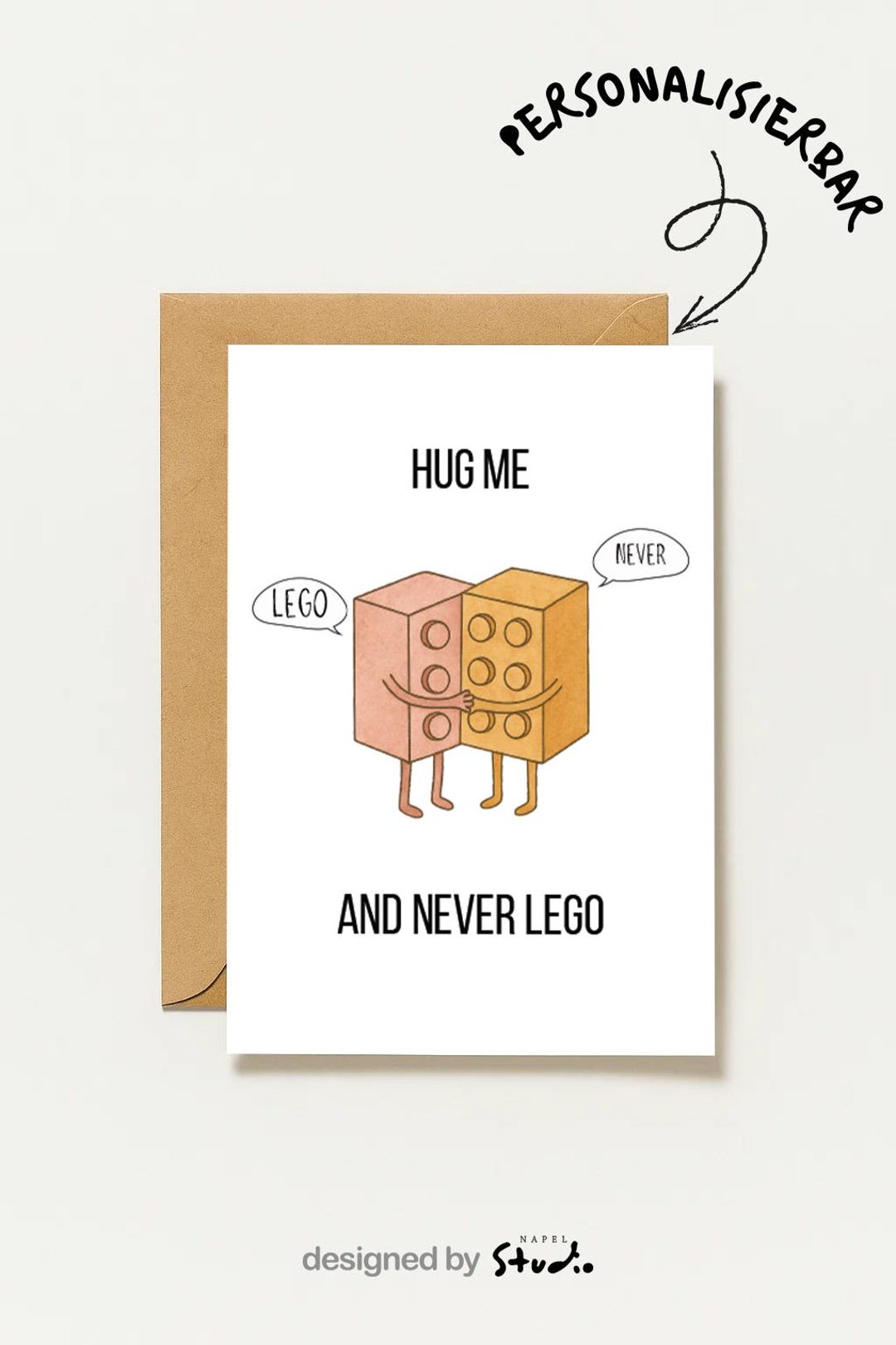 Funny A6 Hug Me Greeting Card | Witty LEGO Pun Card | Love Card Humor ...