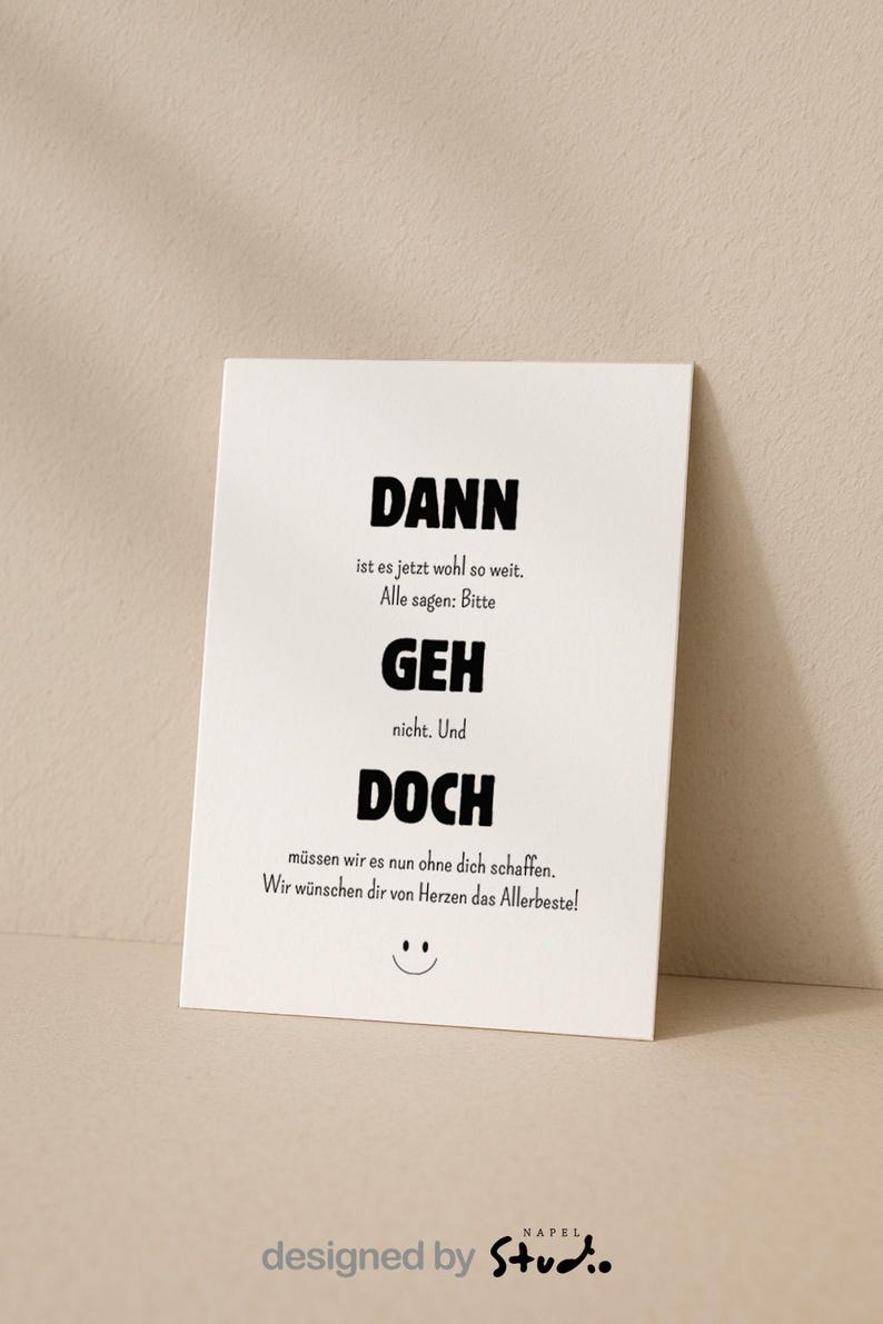 Abschiedskarte Kollege Kollegin | Dann Geh Doch – Humorvolle Karte