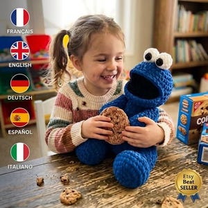 Cookie Monster Crochet Pattern PDF | Sesame Street Amigurumi | Blue Monster Plush Toy | Easy DIY Digital Download