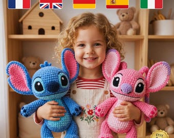 Stitch & Angel Crochet Pattern – Stitch Amigurumi Alien Couple (Digital Download)