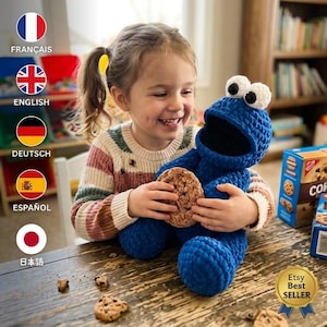 Cookie Monster Crochet Pattern PDF | Sesame Street Amigurumi | Blue Monster Plush Toy | Easy DIY Digital Download
