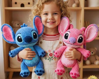 Stitch & Angel Crochet Pattern – Stitch Amigurumi Alien Couple (Digital Download)
