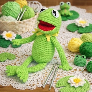 Kermit The Frog Crochet Pattern – Iconic Green frog Amigurumi PDF (Digital Download)