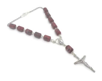 Cylinder Red Jasper Car Rosary