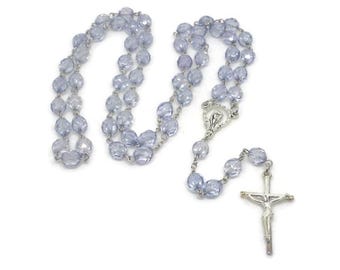 Periwinkle Blue Glass Rosary