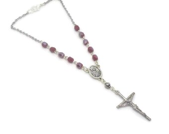 Dark Red Glass Car Rosary