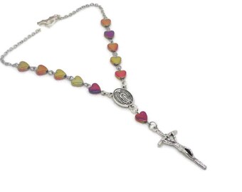 Heart Hematite Car Rosary