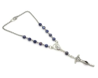 Midnight Blue Glass Car Rosary
