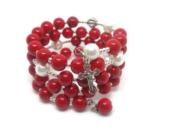 Large Crimson Rosary Bracelet