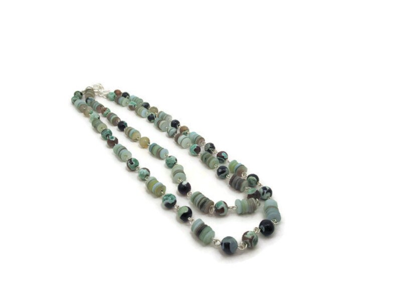 CLEARANCE...Aqua Agate and Shell Layered Necklace