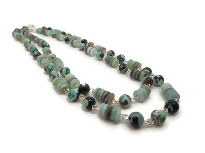 CLEARANCE...Aqua Agate and Shell Layered Necklace