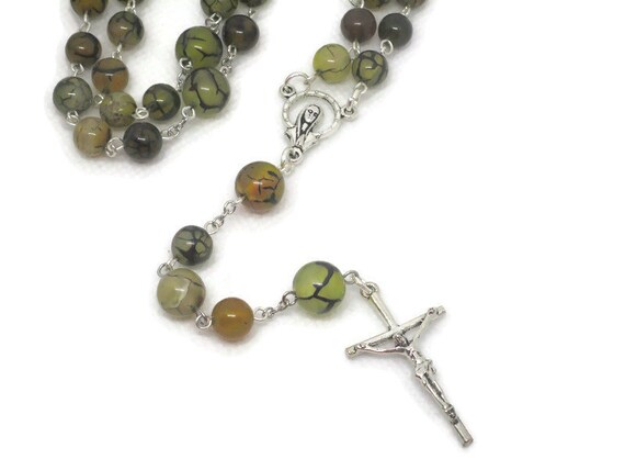 Fire Agate Beaded Rosary Making Kit-ROSARY-KIT-FIRE-AGATE