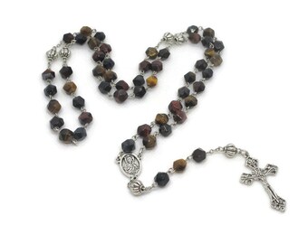 Red and Black Tiger's Eye Rosary