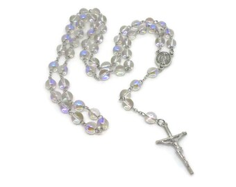 Large Clear Iridescent Glass Rosary