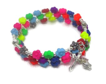 Colorful Flower Rosary Bracelet