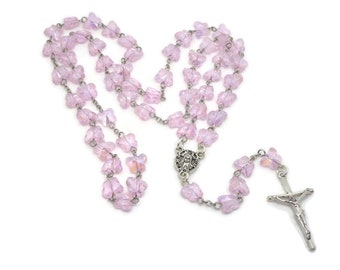 Light Pink Glass Butterfly Rosary