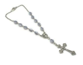 White Ladybug Car Rosary