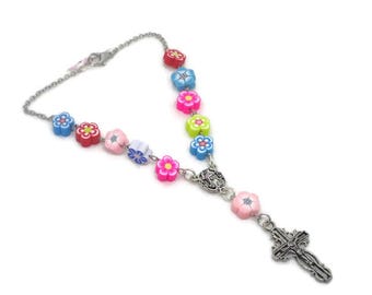 Clay Flower Car Rosary