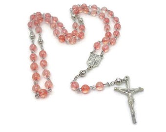 Pink Dyed Quartz Rosary
