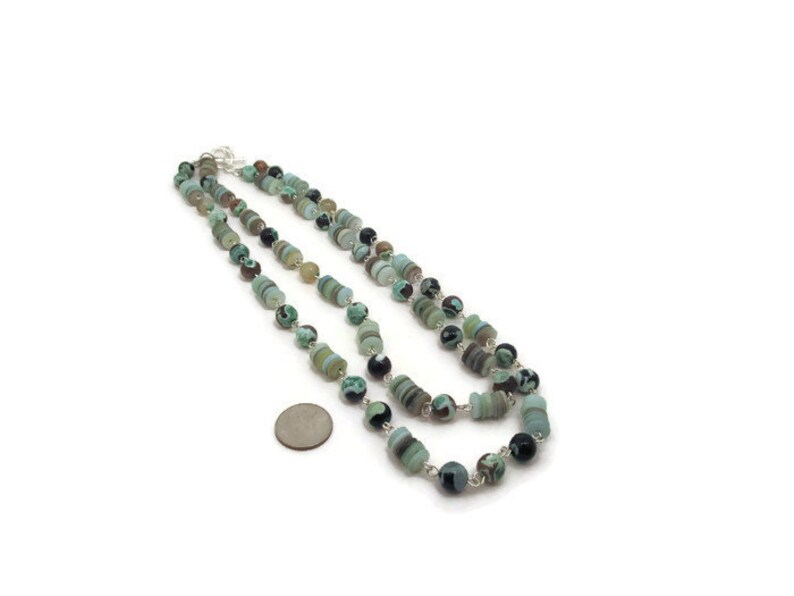 CLEARANCE...Aqua Agate and Shell Layered Necklace