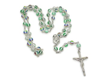 Green Iridescent Glass Rosary