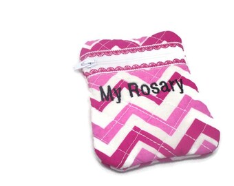 Pink Chevron Rosary Pouch
