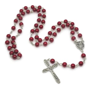 Red Pearl Plastic Rosary