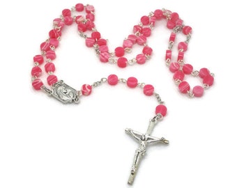 Pink Rhodonchrosite Rosary: 6mm Coin Beads