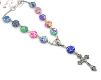 Puffed Round Clay Flower Car Rosary