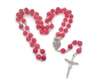 Hot Pink Stone Rosary