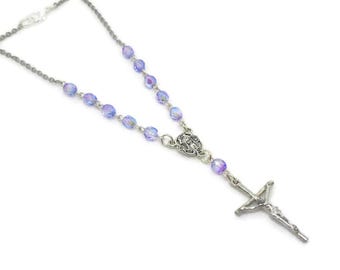Violet Glass Car Rosary