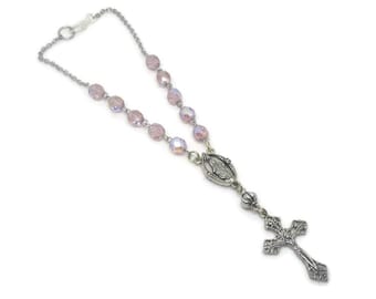 Mauve Glass Car Rosary