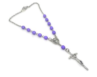 Matte Purple Czech Glass Car Rosary