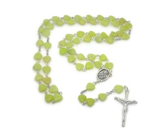 Yellow Stone Heart Rosary