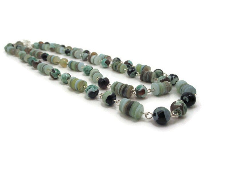 CLEARANCE...Aqua Agate and Shell Layered Necklace