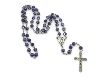Midnight Blue Glass Rosary