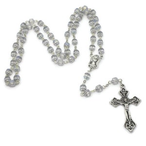 Silver Crystal Glass Rosary