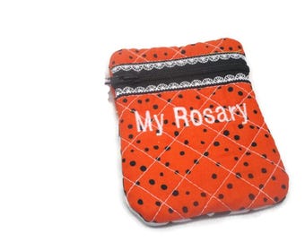 Orange and Black Rosary Pouch