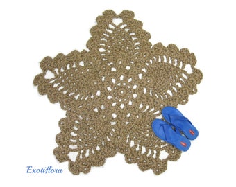 Flower or Star Jute Rug - Made to Order - Crochet Pentacle or Pentagram Area Rug - Natural Fiber Rug - Jute Pet Mat - Pineapple Pattern