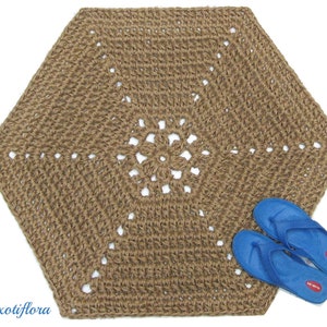 Jute Area Rug in a Hexagonal Geometric Shape - Made to Order - Natural Fiber, Eco Friendly, and Earth Safe - Neutral Tones