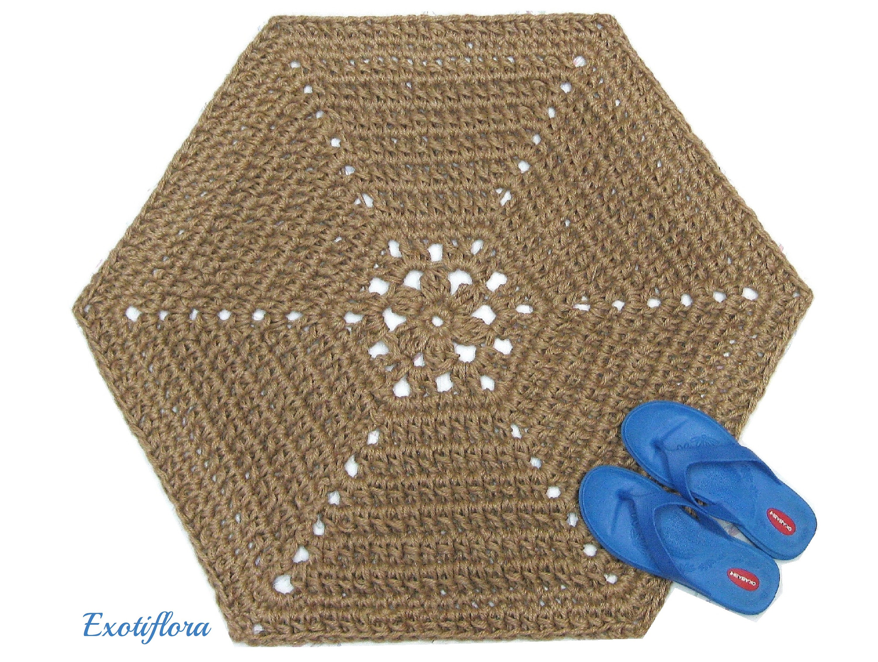 Jute Area Rug in a Hexagonal Geometric Shape - Made to Order - Natural ...