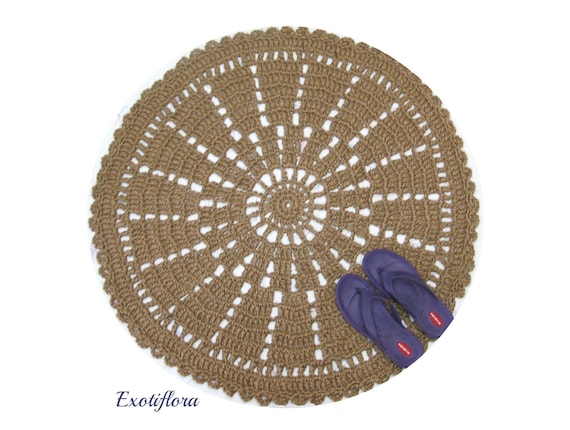 Round Jute Area Rug – Handmade Mandala Design, Southwestern Decor (39")