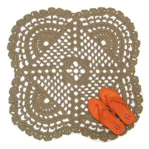 Jute Area Rug Openwork Mandala Pattern Natural Handmade Crochet Area Rug All Natural and Eco Friendly Boho or Hippie Decor 32 image 1