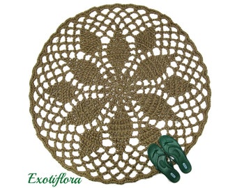 Round Crochet Jute Rug - Natural Fiber Mat - Minimalist Neutral Decor - Made in USA Floor Covering - Primitive