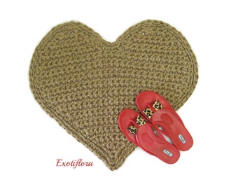 Heart Shaped Jute Rug - Valentine Rug - Primitive Decor - Housewarming Gift - Rustic Wedding Prop - Kitchen Mat - Natural Area rug