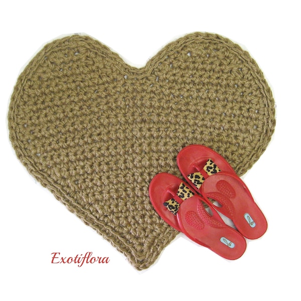 Heart Shaped Jute Rug - Valentine Rug - Primitive Decor - Housewarming Gift - Rustic Wedding Prop - Kitchen Mat - Natural Area rug