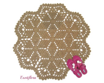 Jute Area Rug, Made with Natural Fiber - Snowflake Pet Mat - Openwork Floor Covering - Eco Friendly, Sustainable, Dye Free - Made in USA