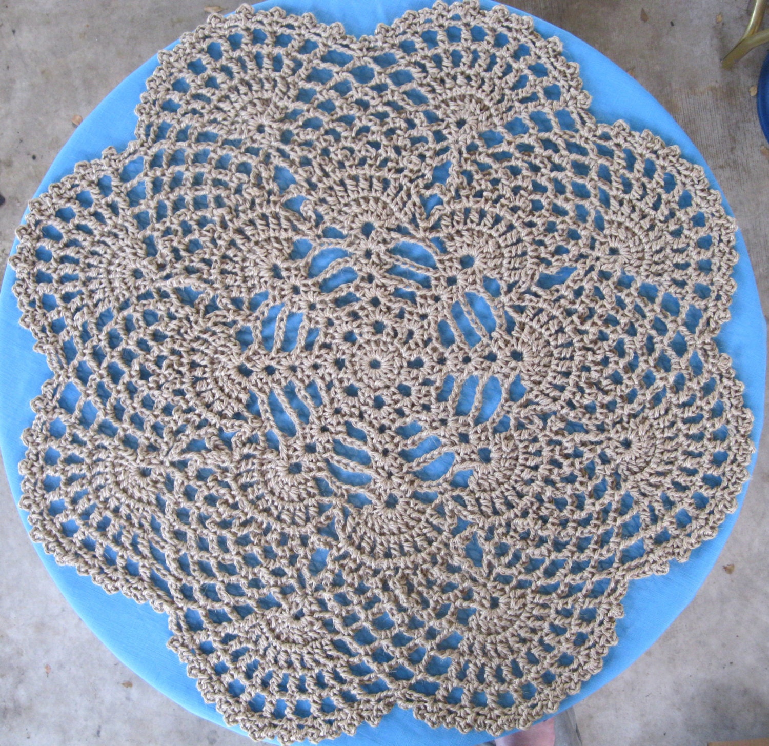 Round Jute Rug Crochet Area Rug Natural Fiber Pineapple Fan Pattern ...