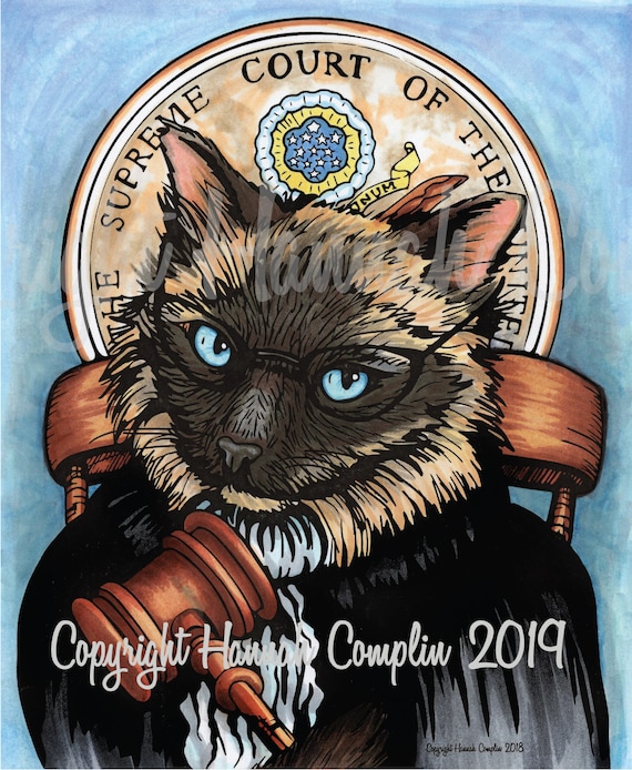 Supreme Court Judge Cat Digital Print Cat Drawing Cat Wall Etsy